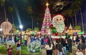 Papai Noel gigante, árvores de 14 metros e carrossel: espaços públicos de Araxá ganham decoração especial de Natal