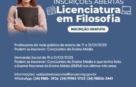 UAB Araxá abre inscrições para curso gratuito de Licenciatura em Filosofia