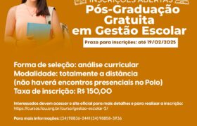 UAB Araxá abre inscrições para curso gratuito de Pós-Graduação em Gestão Escolar