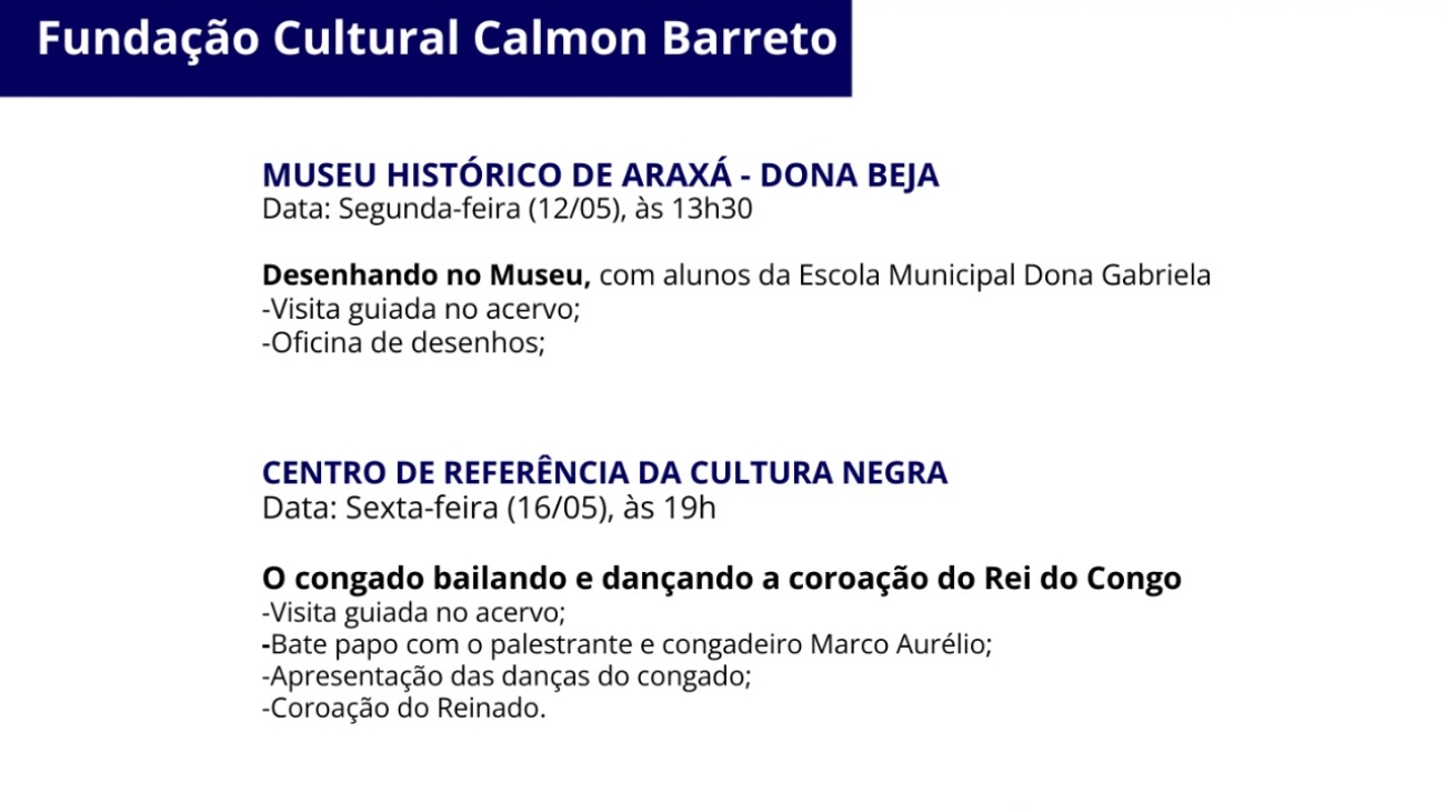 Araxá participa da 23ª Semana Nacional de Museus com eventos culturais gratuitos 
