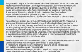NOTA OFICIAL – VACINAÇÃO ANTIRRÁBICA
