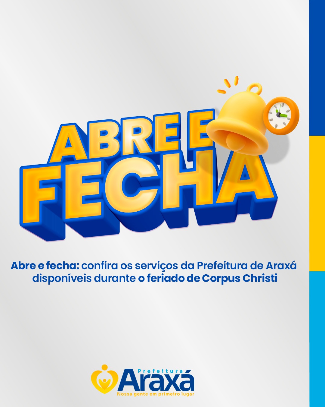 Abre e fecha: confira os serviços da Prefeitura de Araxá durante o feriado de Corpus Christi